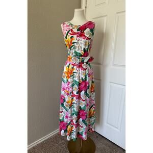 VTG DENNIS GOLDSMITH Women's Floral Dress with Back Cutouts Size 12